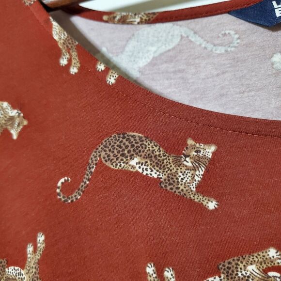 Lands End Stretchy Safari Dress Size 1X Plus Red Animal Print Cheetah Cat Womens - Picture 3 of 9